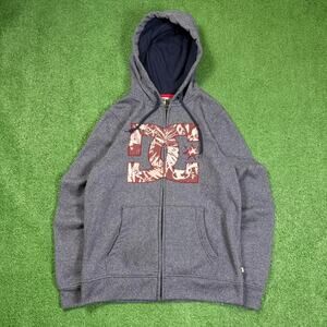 Y2k DC Zip Up Hoodie Womens S Embroidered Skate Streetwear 18x25